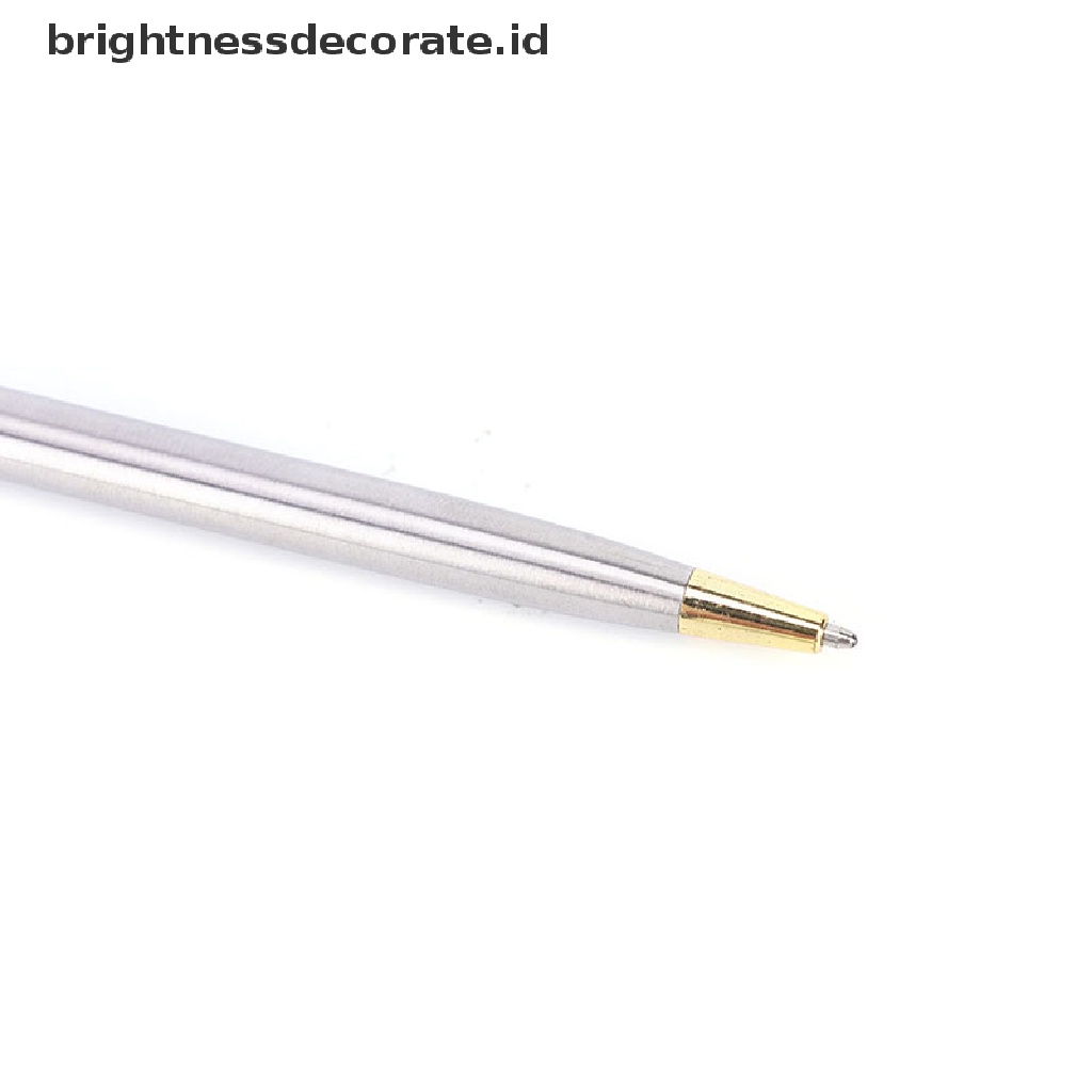 1 Pc Pena Ballpoint Bahan Stainless Steel Metal Model Putar