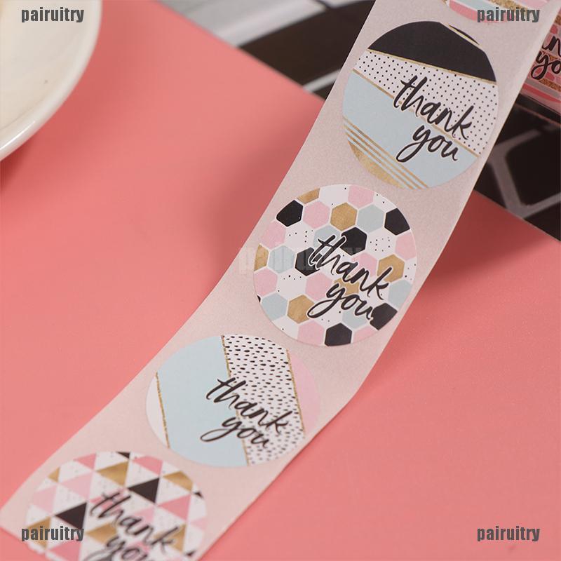 500 Pcs Stiker label Segel Desain thank you Untuk Scrapbook