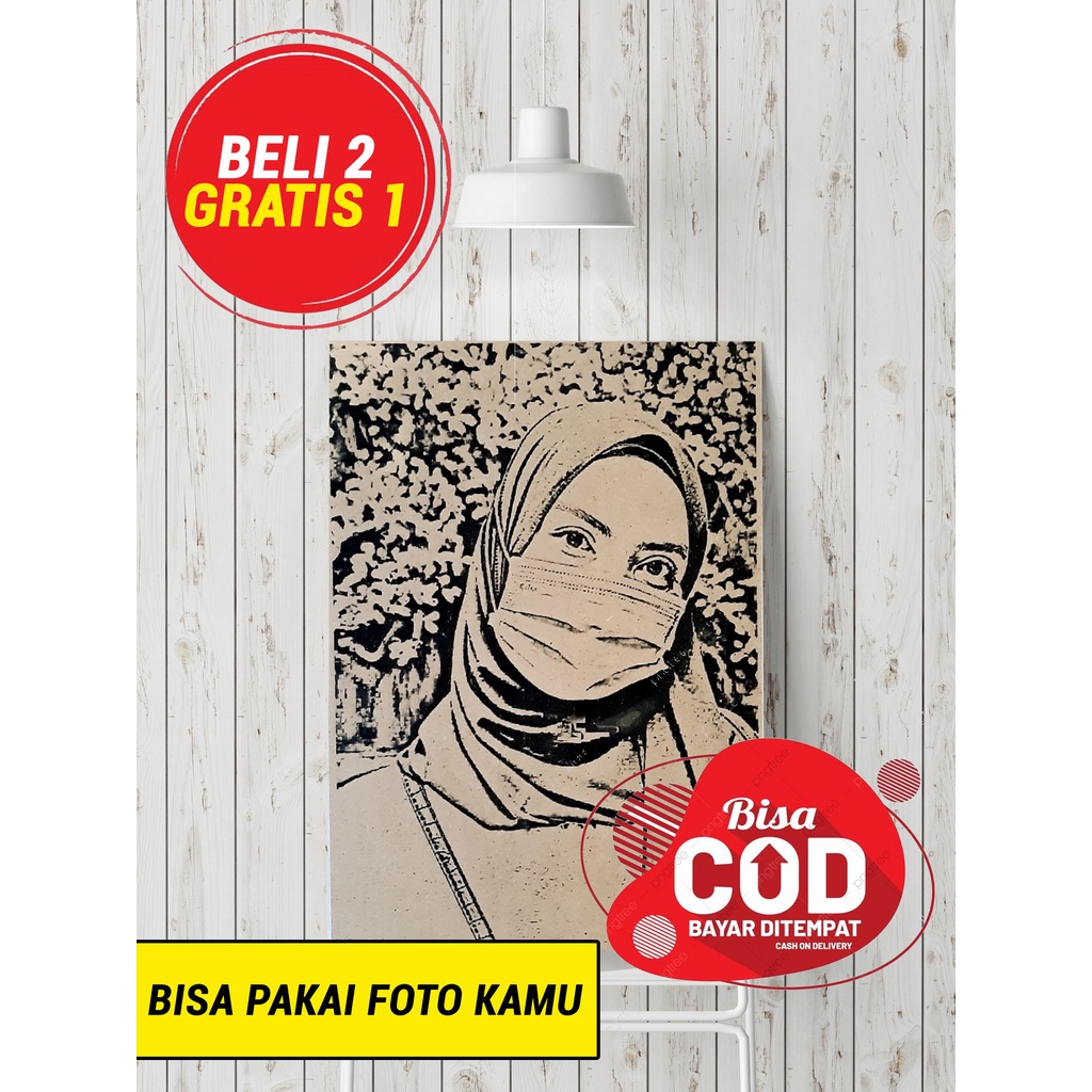 LUKISAN KAYU / SKETSA SILUET / KADO WISUDA / LUKISAN WAJAH / KADO NIKAH / KADO ULANG TAHUN lukisan w
