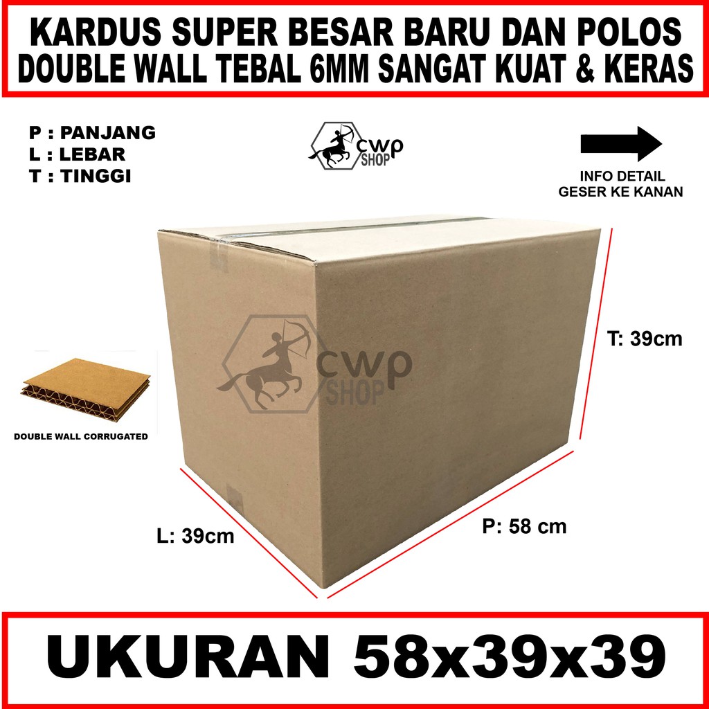 

Kardus Box Besar Polos Uk 58x39x39cm DOUBLE WALL
