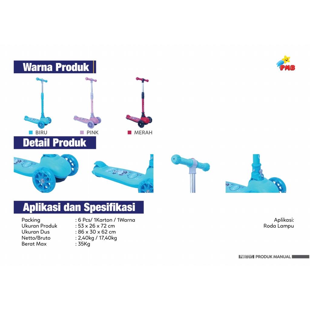 Skuter Anak IORA ST02 PMB TOYS Sekuter Otoped Roda Tiga Scooter Garansi Original SNI COD-1