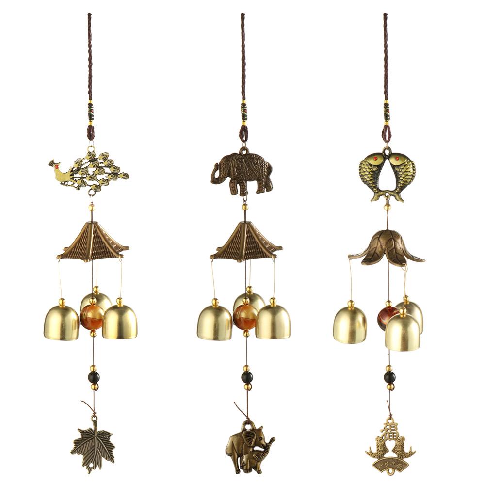 Chookyy Retro Metal Wind Chime Hadiah Dekorasi Rumah Merak Kylin Tower Keberuntungan Charms