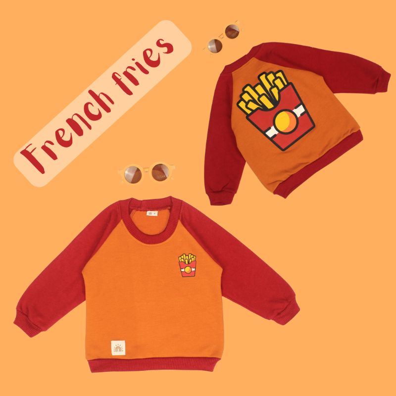 KIDS RAGLAN SWEATSHIRT SERIES FASTFOOD - Sweater Anak Jaket Bayi Baby Kids Cewek Cowok Perempuan Laki Fleece sablon plastisol 1-8 Thn