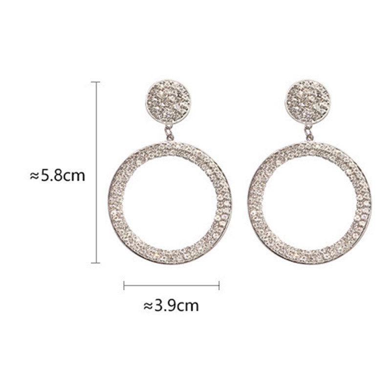 Anting Tusuk Sterling Silver 925 Model Bulat Dengan Berlian Imitasi Untuk Wanita