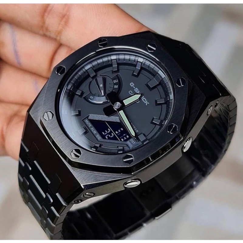 JAM TANGAN PRIA FORMAL RANTAI STAINLESS ANALOG QUARTZ G SHOCK RANTAI SILVER HITAM RECOMMENDED