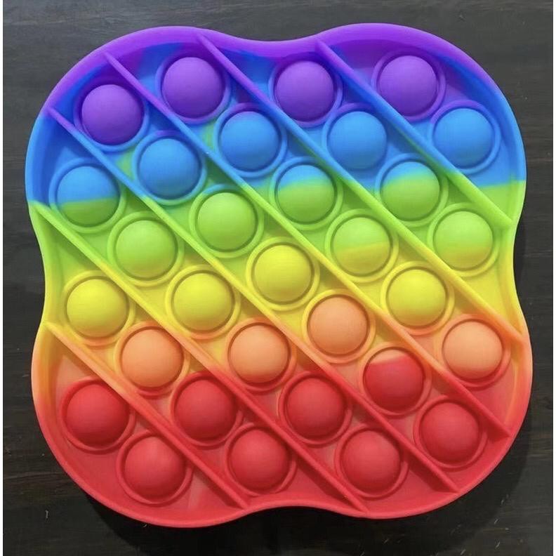 Pop It Rainbow Unicorn Fidget Toy Langka Murah Berkualitas Unik Mainan Edukasi Edukatif Free Gundu-daun