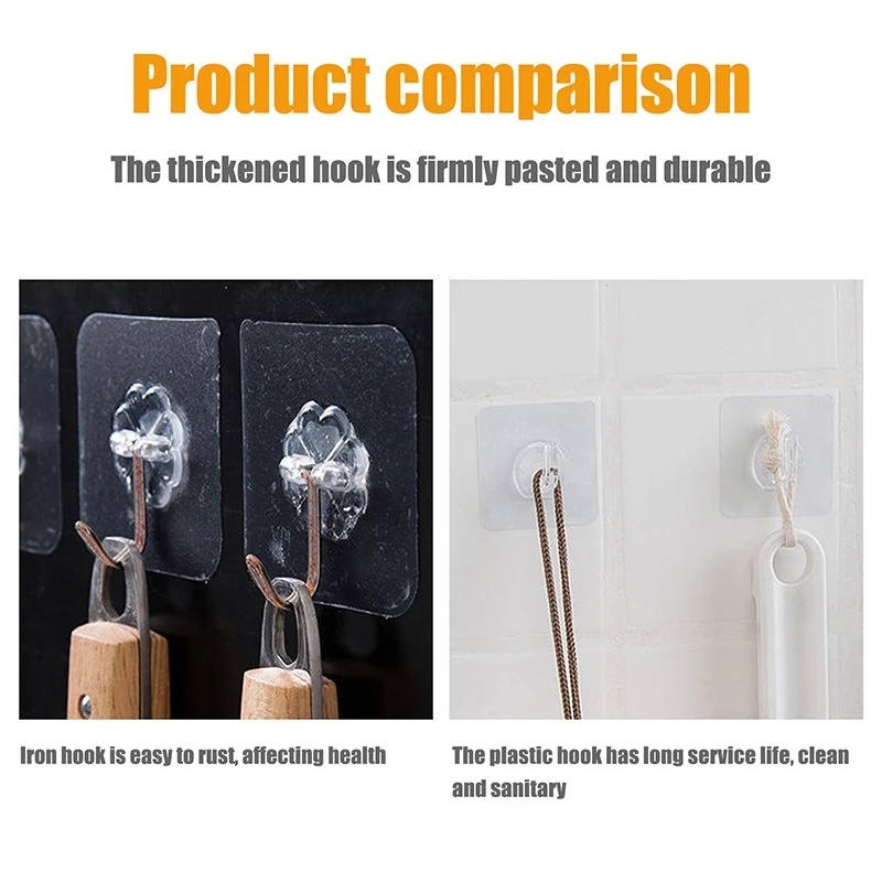 Kithchen Self Adhesive Wall Hook / Anti-rust Towel Wall Hangers Hooks Heavy Load Rack Hooks for Kitchen Bathroom