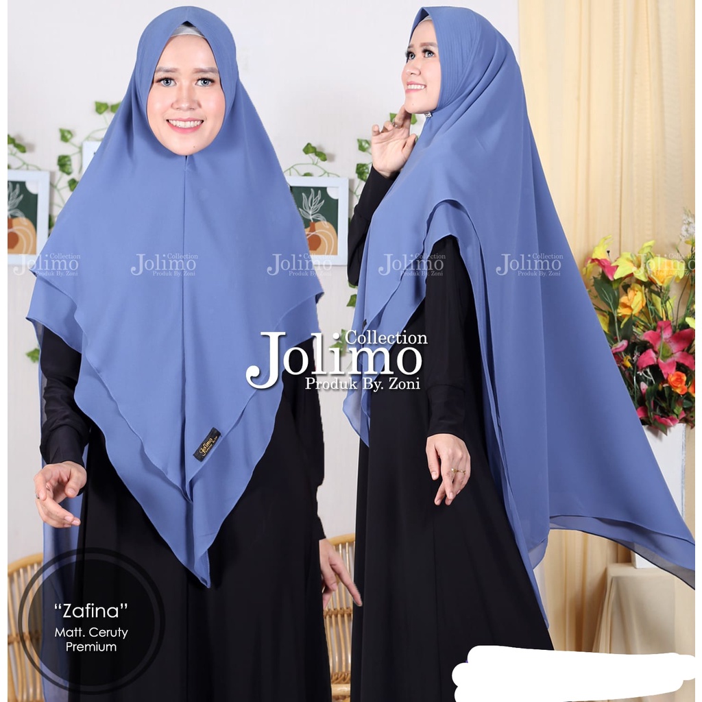 khimar ceruty Zafina / jilbab ceruty 2 layer pet antem / hijab pakain wanita / kerudung instan / jil