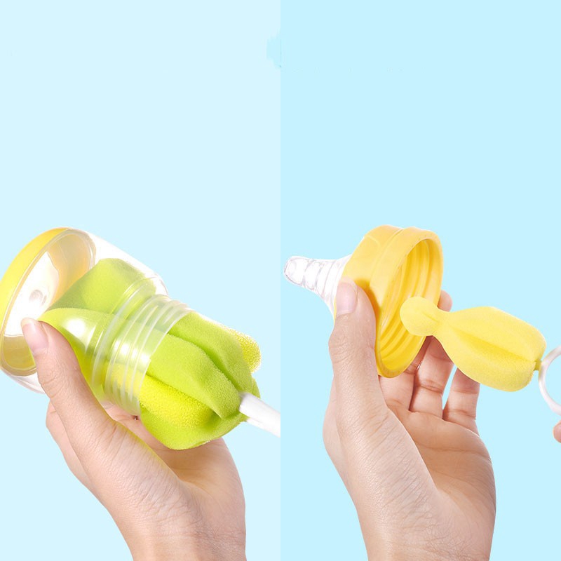 6Pcs/set Bottle Sponge Cleaning Brush 360 Degree Rotating Baby Pacifiers Brush Tools Straw Brush Set