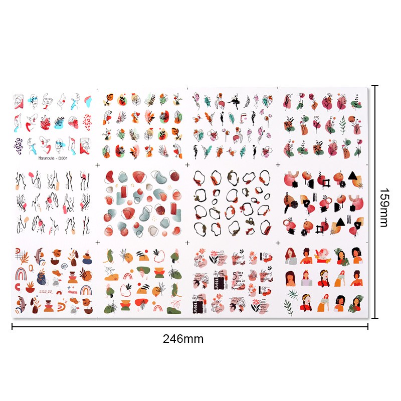 12desain Cinta Hati Air Decals Hari Valentine Kuku Air Decals Warna-Warni Tips Gradien Cinta Perancis Huruf Inggris Pola Bunga Bungkus Kuku Manicure Dekorasi DIY