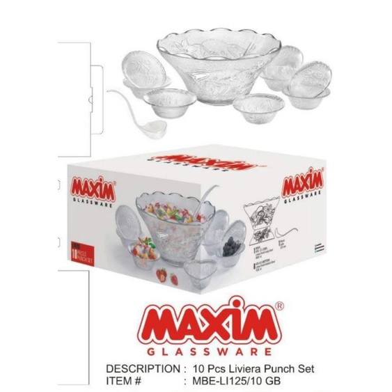 Maxim Punch Set 10pcs Mangkok Kaca set Hidangan Prasmanan Acara Hotel