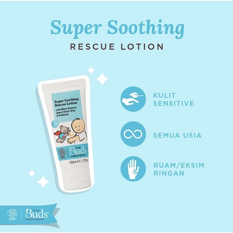 Buds organics super soothing rescue lotion 50ml - krim perawatan ezcema