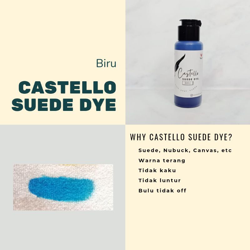 Castello Suede Dye BIRU cat tas sepatu suede nubuck kanvas