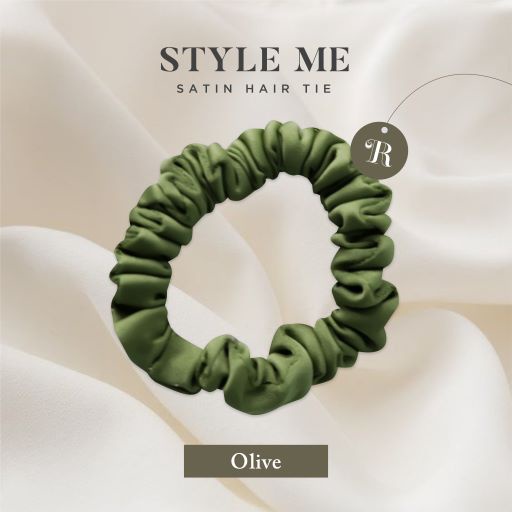 Scrunchies Premium Satin Silk MINI The Rituale | Ikat Rambut Kuncir Hijab Cepol | Anti Rontok Pusing-Olive