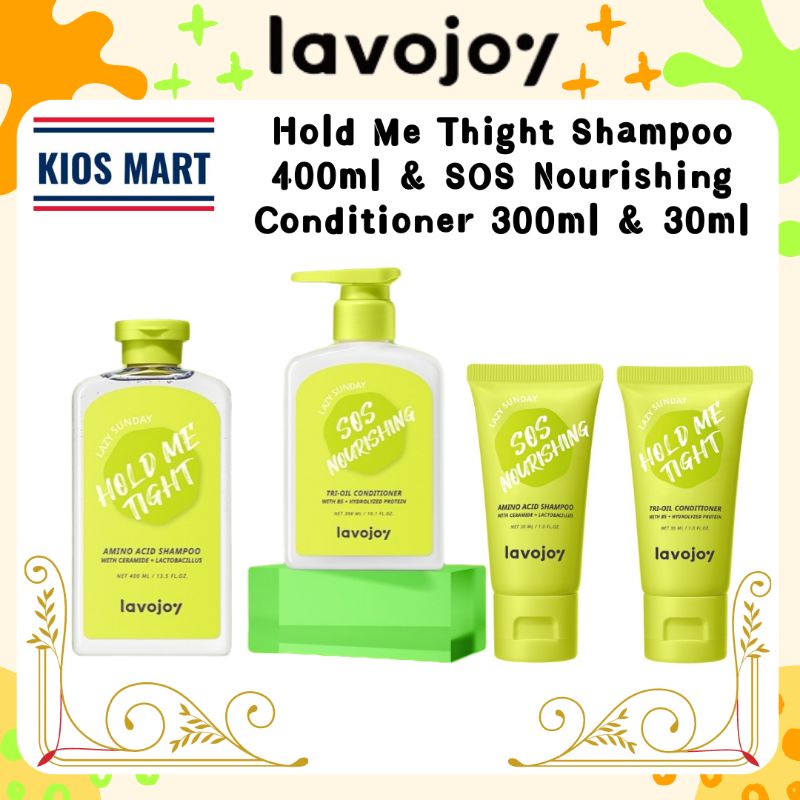 LVJ Lavojoy Hold Me Tight Shampoo Lazy Sunday 400ml | SOS Nourishing Conditioner 300ml &amp; 30ml | Hair Care | Perawatan Rambut