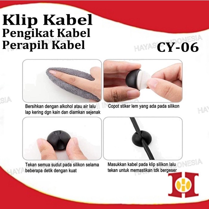 Klip Pengikat Perapih Penjepit Kabel Mobil Cable Organizer Holder USB - 6pcs