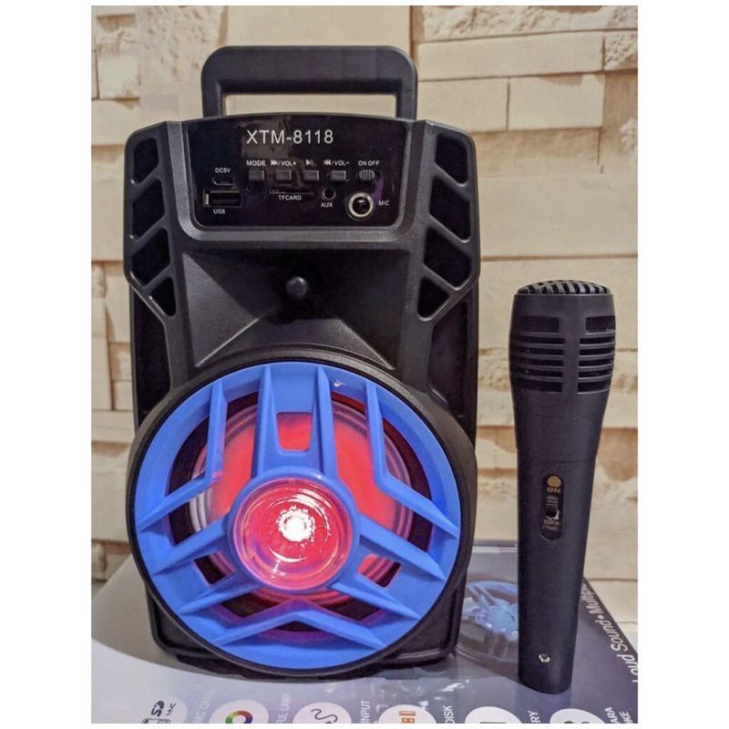 Speaker Bluetooth 5Inchi Xtm 8118 Bonus Microphone Karaoke Speaker Wireless Radio Fm Salon Aktif Estra Bass Best Sound Speaker Portable Led Speaker Aktif 5Inc