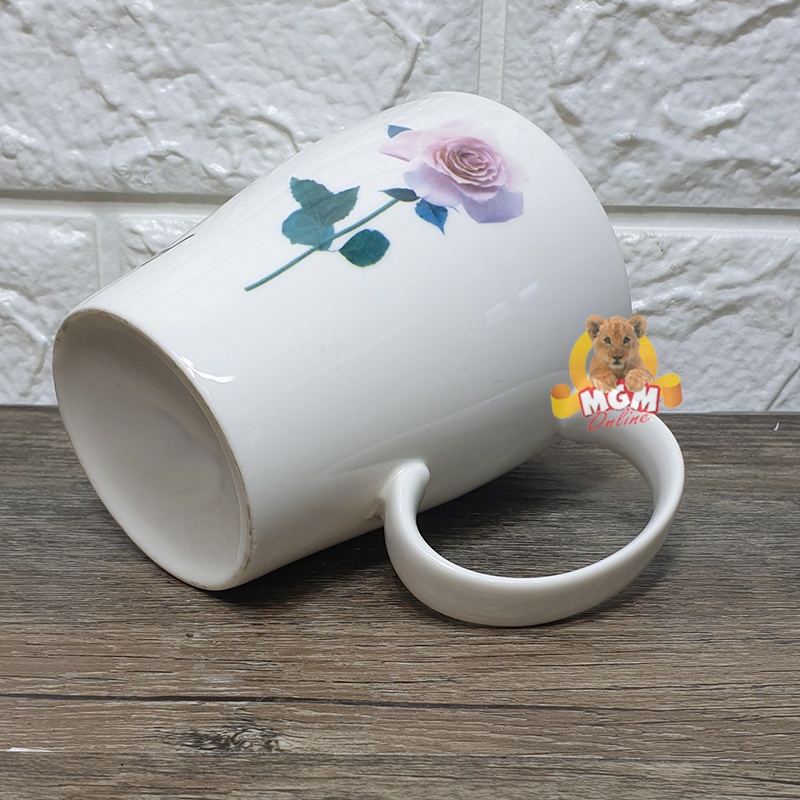 Mug Keramik motif bunga mawar - Tangkai bunga mawar Mug