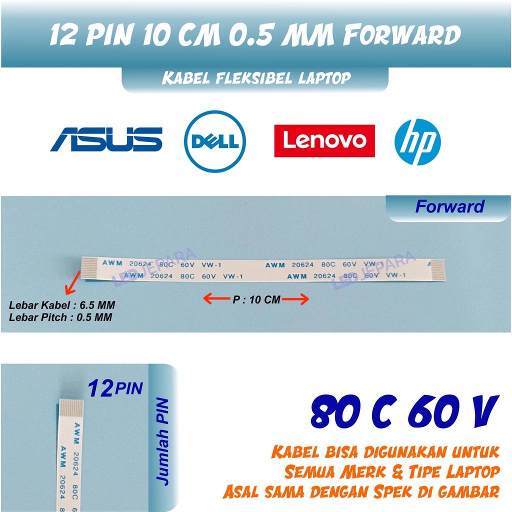 Kabel Flexible Laptop 12 Pin 10 CM 0.5MM Forward