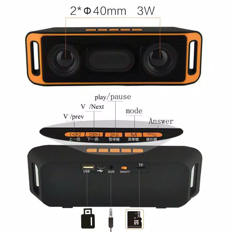 Speaker bluetooth A2DP S208 Mega bass