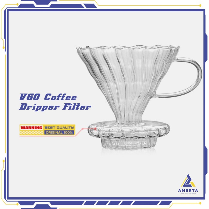 Filter SELUNA Penyaring Kopi V60 Glass Cone Coffee Dripper Filter