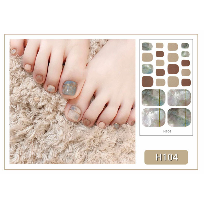 H101-120 22pcs/lembar Stiker Kuku Kaki Palsu 3d Diy