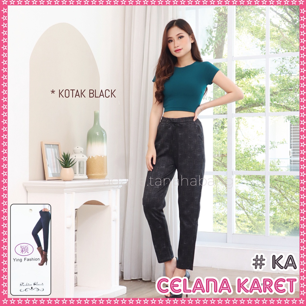 Celana DOTY *Kotak Black* / celana bahan BAGGY / celana kotak import