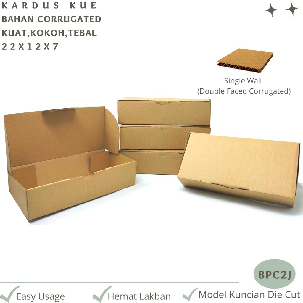 Kardus 22X12X7 Corrugated Die Cut E-flute (BPC2J)