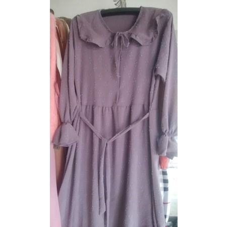 MIDI DRESS CRINKLE RUBY KERAH KOREA TERBARU/MIDI DRESS TALI SAMPING