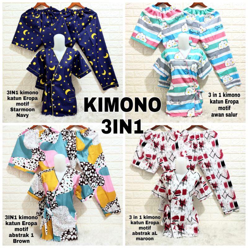 PIYAMA DEWASA KIMONO 3IN1 MOTIF KARAKTER