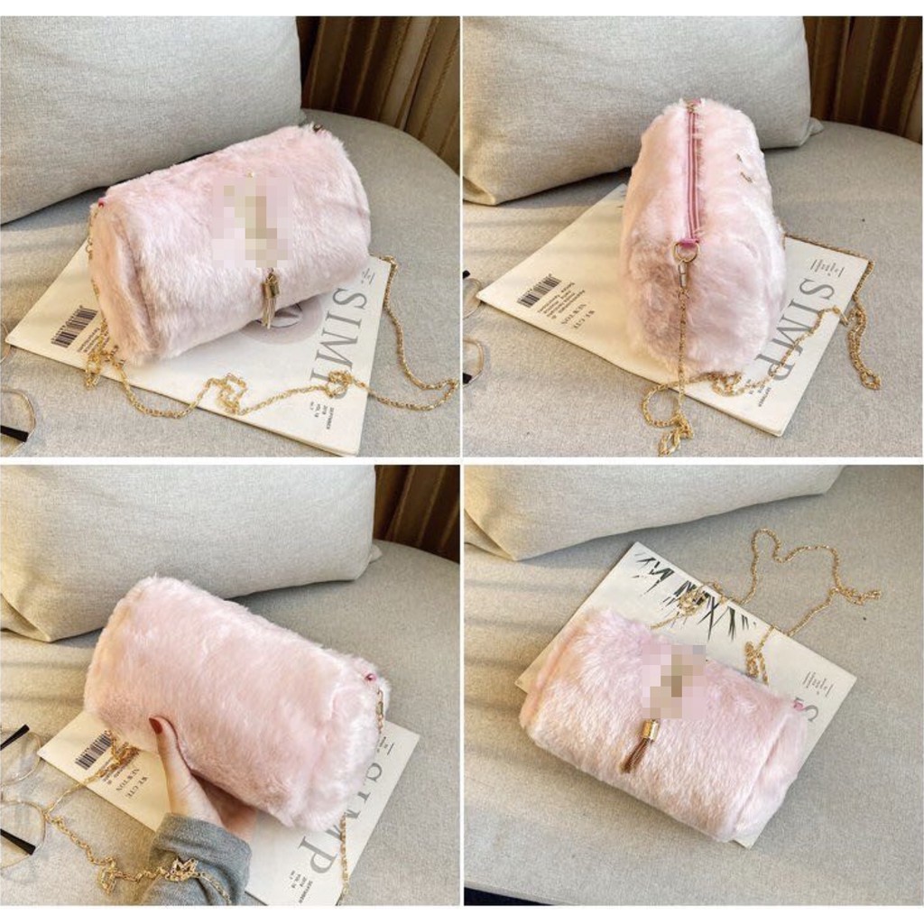 LJY42 Tas Korea Selempang Bulu Tas Fashion Tas Wanita Sling Bag Impor Brand New TKM