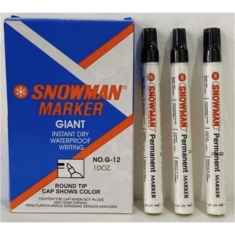 

Snowman Spidol Permanent Marker G-12 1 box isi 12 pcs - Hitam