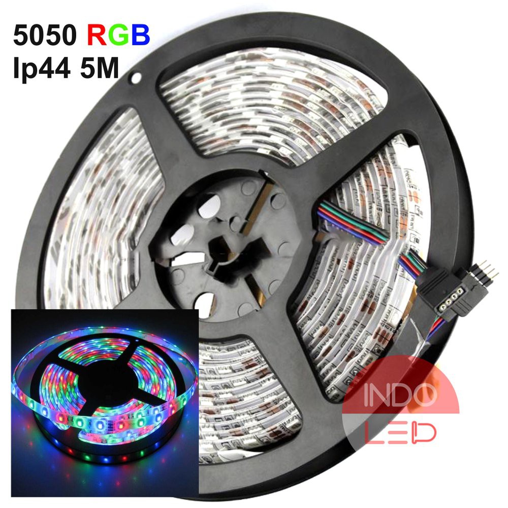 Led Strip RGB 5050 IP44 DC 12V 5M-Lampu Led Strip RGB-Lampu Etalase-Lampu Plafon