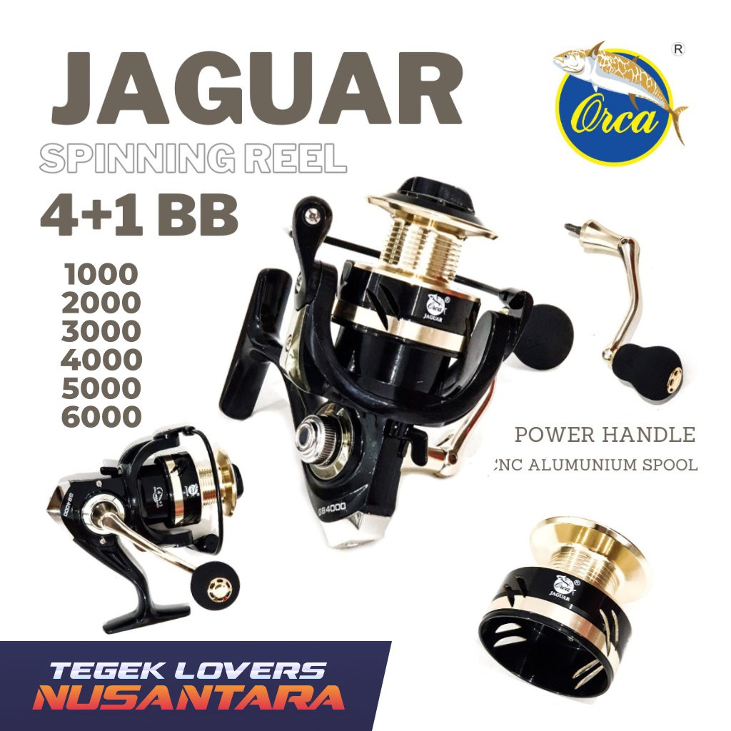 Reel REL Orca Jaguar GB 1000 4000 Power Handle 4+1 Ball Bearing murahhh joss tangguh