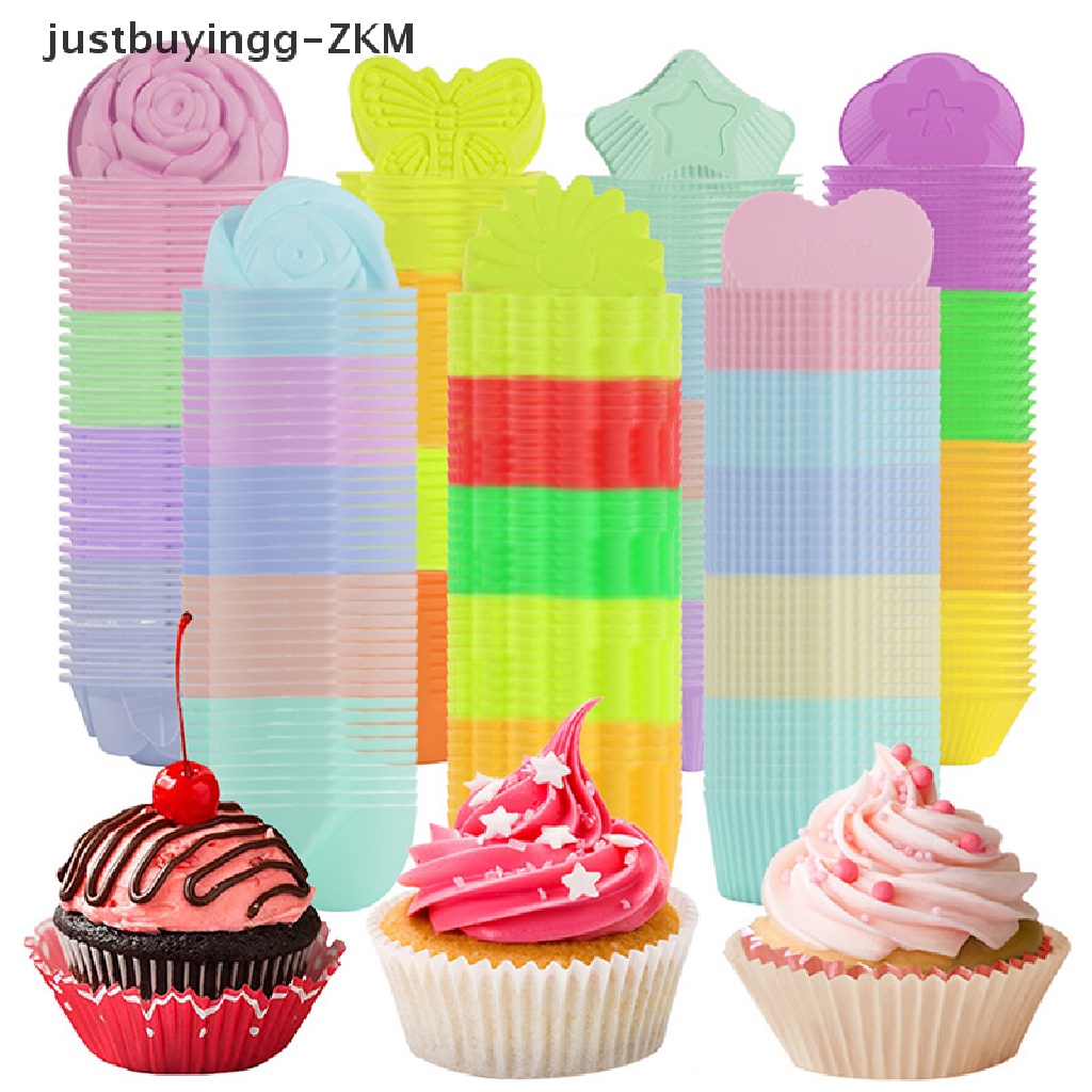 10pcs / Set Cetakan Kue Muffin Bahan Silikon Bentuk Bulat