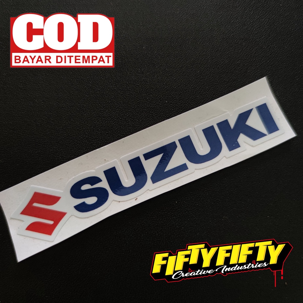 Stiker Print Cut SUZUKI Stiker Printing Laminasi Glossy Tahan Air Stiker Motor Mobil Helm Sudah Membentuk Pola Desain