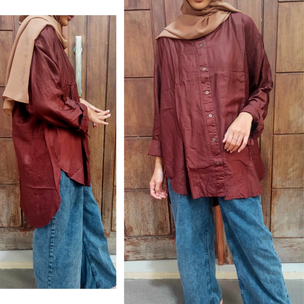 Kemeja Wanita Oversize Rayon Twill Tebal Premium Jumbo - DESYA TOP