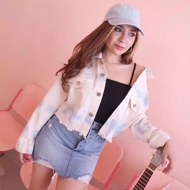 Aero jaket jeans tiedye / jaket tiedye crop