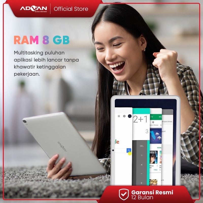 Advan Tab VX 8GB / 128GB 10,4 inch Tiger T618 Android 11 Garansi Resmi