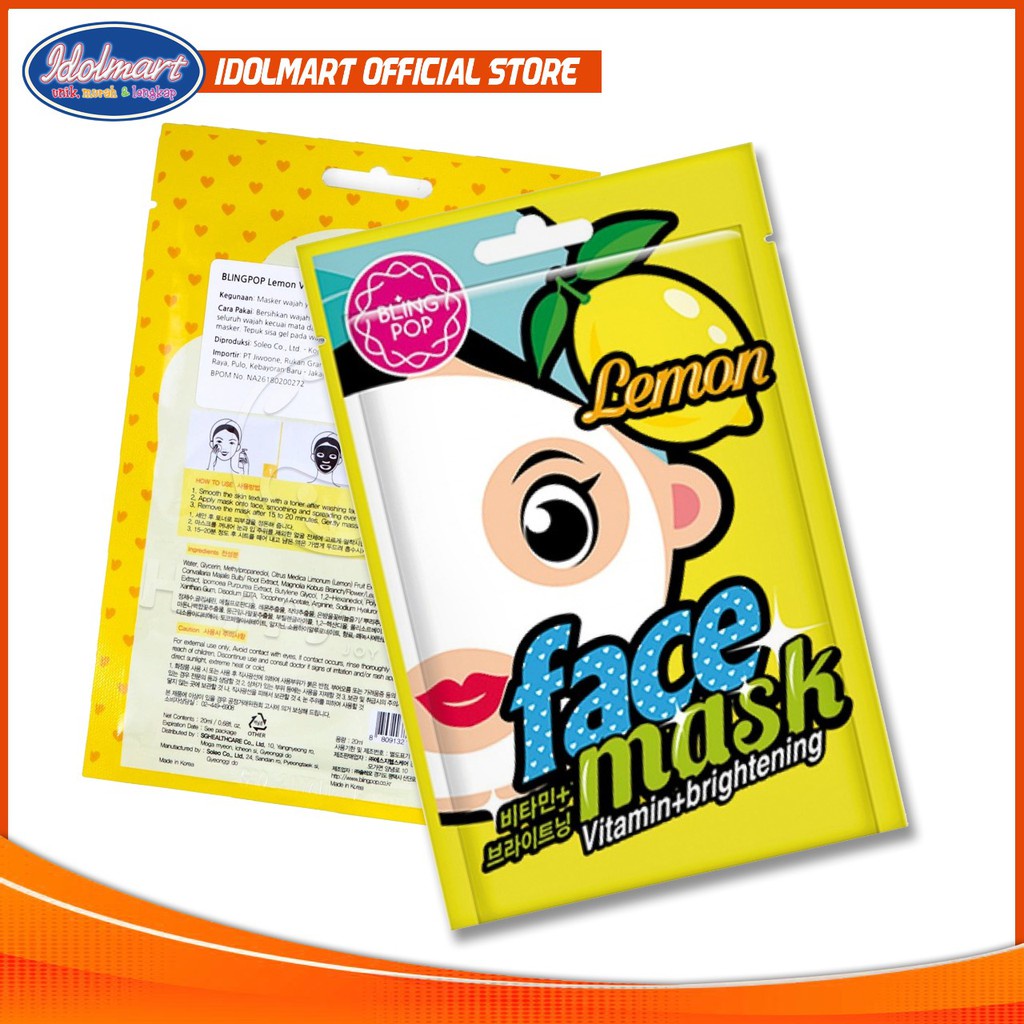 IDOLAKU Bling Pop Lemon Face Mask Vitamin + Brightening Sheet mask