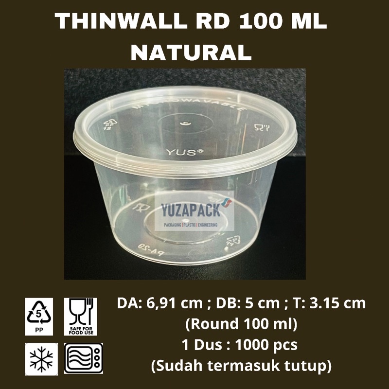 Thinwall Round 100 ml Natural Take Away Box Plastics Microwave