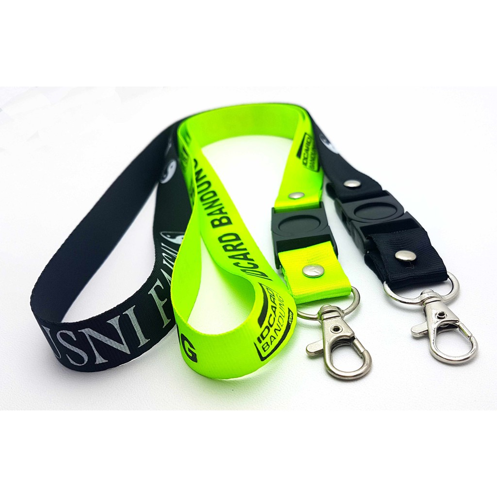 cetak tali id card sablon/ tali lanyard id card 2cm / bahan polister atau nylon nilon sablon 1 warna