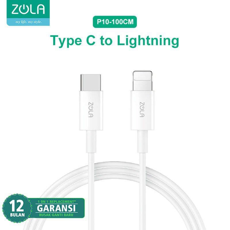 Zola P10 Kabel Data Type-C To Lightning PD 18W 100cm Fast Charger 2,4A