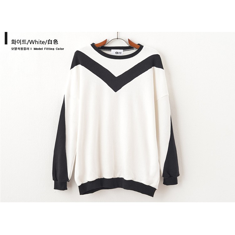 white-black long sleeve korean top
