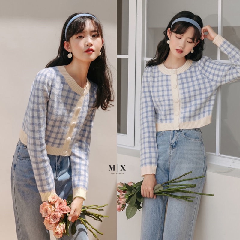 CARDIGAN CROP TOP KNIT  KOREAN STYLE RAJUT LENGAN PANJANG OUTER ATASAN WANITA MX922