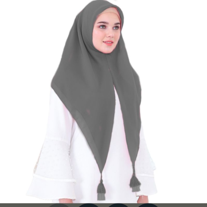 Jilbab Hijab Segiempat Bella Instan Bahan Pollycotton Dua Layer Jambul