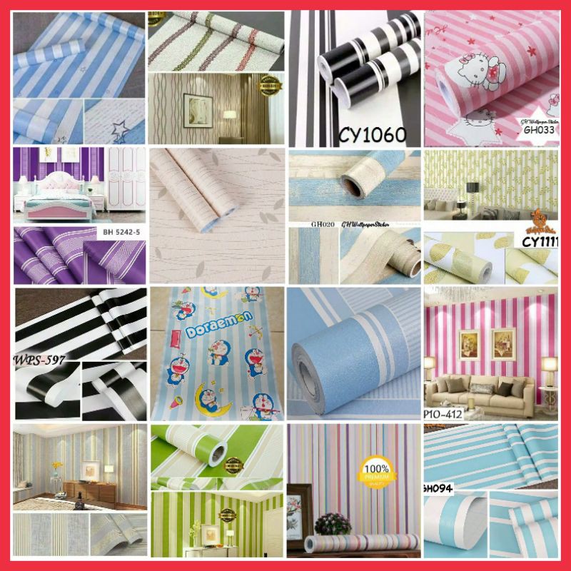 [COD] wallpaper termurah | wallpaper dinding salur | walpaper motif salur