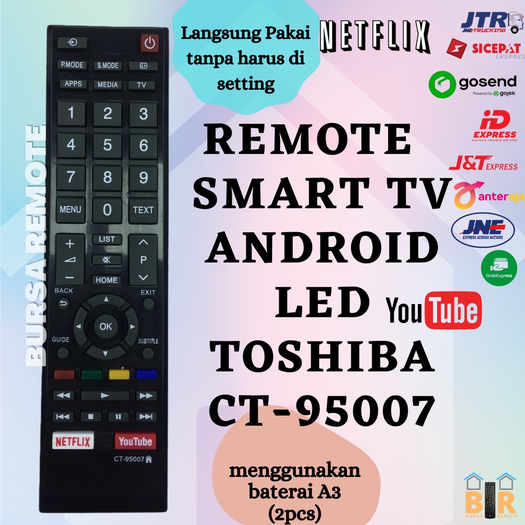 Remot / Remote TOSHIBA REGZA LED SMART TV ANDROID youtube netflix CT-95007 LCD LED
