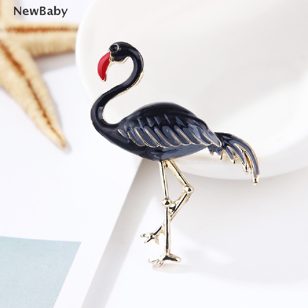 Newbaby Bros Pin Enamel Desain Burung Flamingo Elegan Untuk Wanita