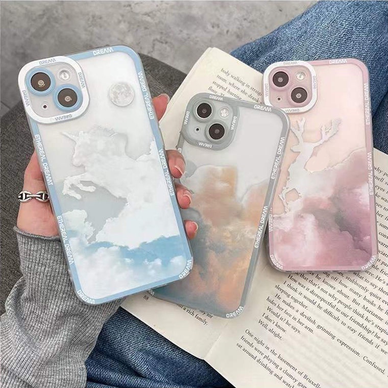 Soft Case Silikon Transparan Motif Beruang / Awan Untuk IPhone 13 12 Pro Max 11 XS XR X 8 7 6S Plus